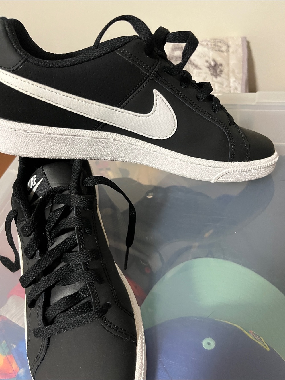 Nike Black with White Swoosh Low-Top Sneakers